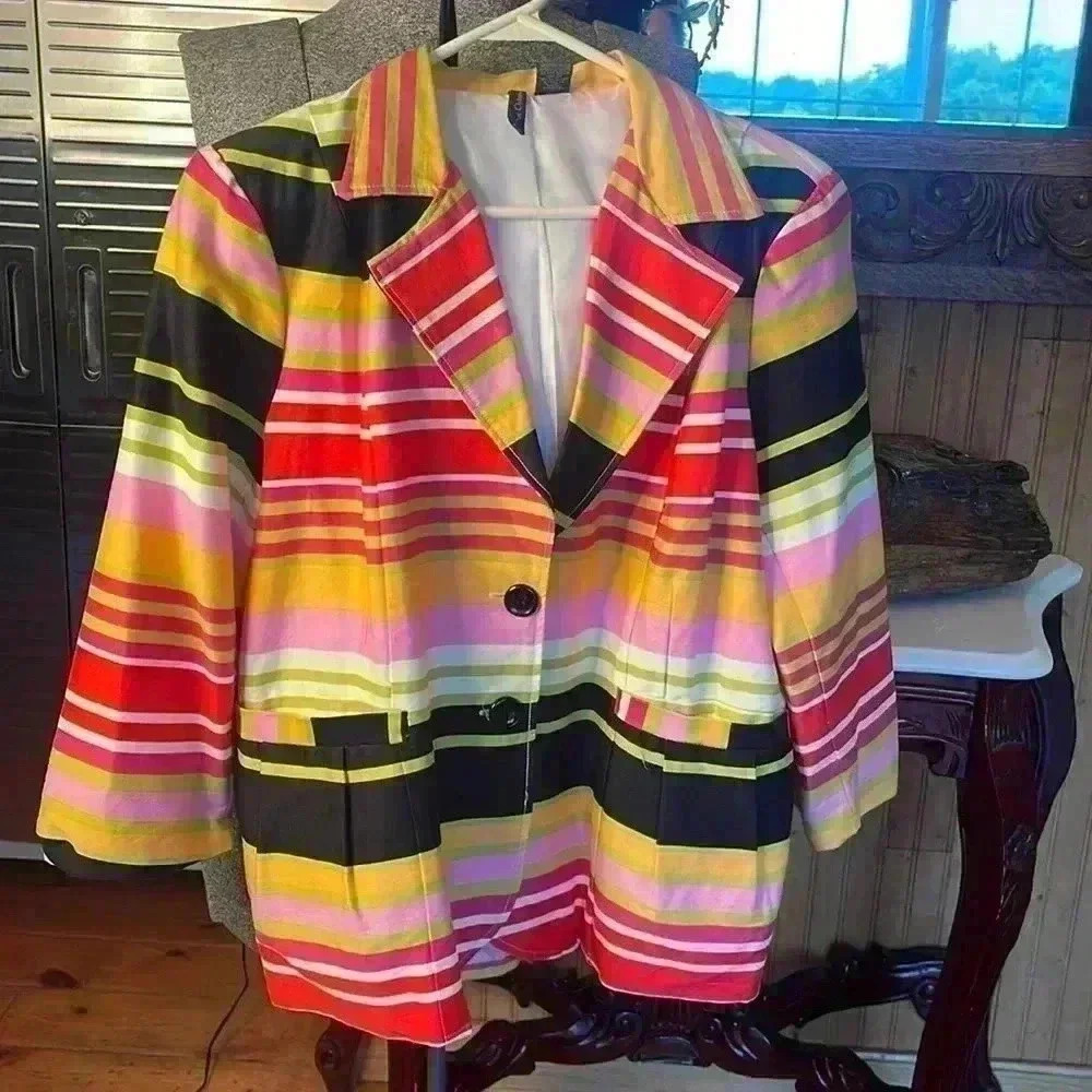 Nue options  XL Blazer. Shell is 97% cotton 3% spandex.